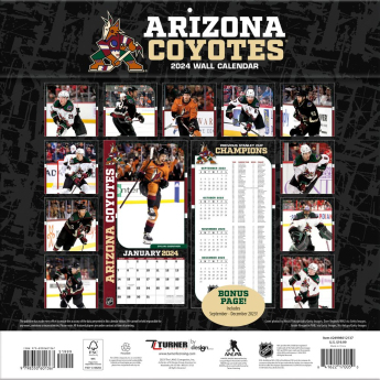Arizona Coyotes kalendarz 2024 Wall Calendar