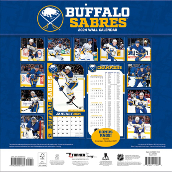 Buffalo Sabres kalendarz 2024 Wall Calendar