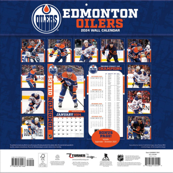 Edmonton Oilers kalendarz 2024 Wall Calendar