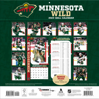 Minnesota Wild kalendarz 2024 Wall Calendar