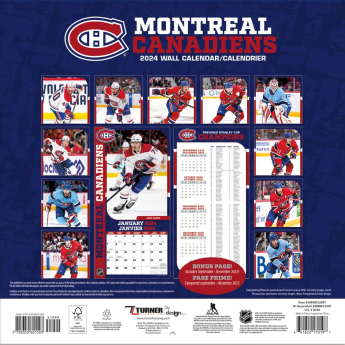 Montreal Canadiens kalendarz 2024 Wall Calendar