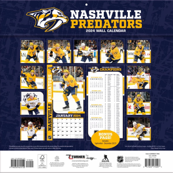 Nashville Predators kalendarz 2024 Wall Calendar