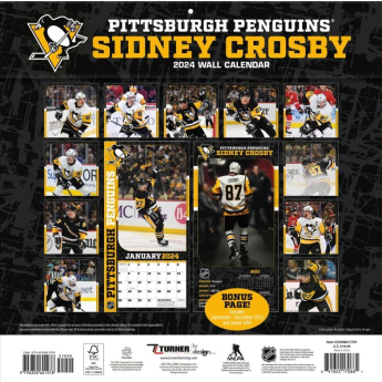 Pittsburgh Penguins kalendarz Sidney Crosby #87 2024 Wall Calendar