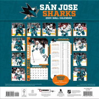 San Jose Sharks kalendarz 2024 Wall Calendar