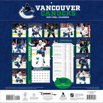 Vancouver Canucks kalendarz 2024 Wall Calendar