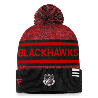 Chicago Blackhawks czapka zimowa Authentic Pro Rink Heathered Cuffed Pom Knit