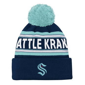 Seattle Kraken czapka zimowa dziecięca Jacquard Cuffed Knit With Pom