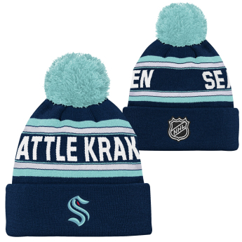 Seattle Kraken czapka zimowa dziecięca Jacquard Cuffed Knit With Pom