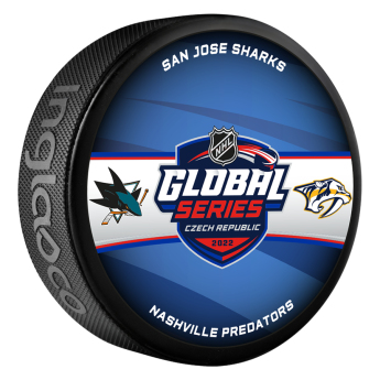 NHL produkty krążek Global Series Czech Republic 2022 Dueling Logo San Jose Sharks vs Nashville Predators