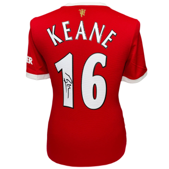 Słynni piłkarze piłkarska koszulka meczowa Manchester United FC 2020-2022 Keane Signed Shirt