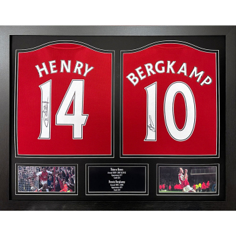 Słynni piłkarze koszulki w ramkach Arsenal FC 2020-2021 Bergkamp & Henry Signed Shirts (Dual Framed)