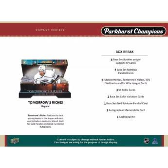 NHL pudełka karty hokejowe NHL 2022-23 Upper Deck Parkhurst Champions Hockey Hobby Box