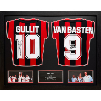 Słynni piłkarze koszulki w ramkach AC Milan 1988 Gullit & Van Basten Signed Shirts (Dual Framed)