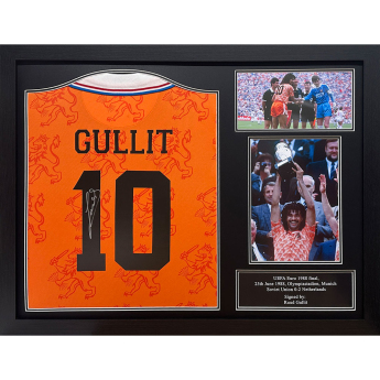 Słynni piłkarze koszulka w antyramie Netherlands 1988 Gullit Retro Signed Shirt (Framed)