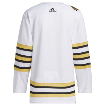Boston Bruins hokejowa koszulka meczowa adidas White 100th Anniversary Primegreen Authentic Jersey
