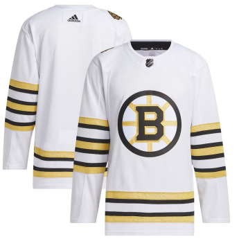Boston Bruins hokejowa koszulka meczowa adidas White 100th Anniversary Primegreen Authentic Jersey