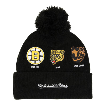 Boston Bruins czapka zimowa 100th Anniversary Collection Timeline Cuffed Knit Hat with Pom - Black