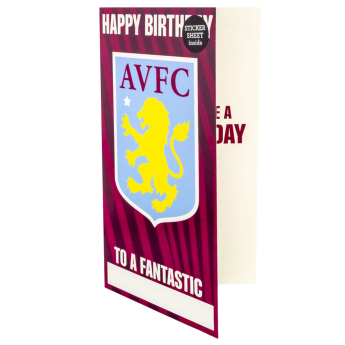Aston Vila kartka urodzinowa z naklejkami Personalised Birthday Card