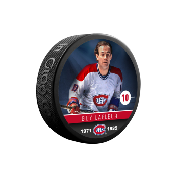Montreal Canadiens krążek souvenir collector hockey puck Guy Lafleur #10