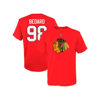 Chicago Blackhawks koszulka dziecięca Connor Bedard Chicago Blackhawks Flat Name & Number Ctn Tee