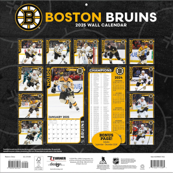 Boston Bruins kalendarz 2025 Wall Calendar