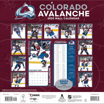Colorado Avalanche kalendarz 2025 Wall Calendar