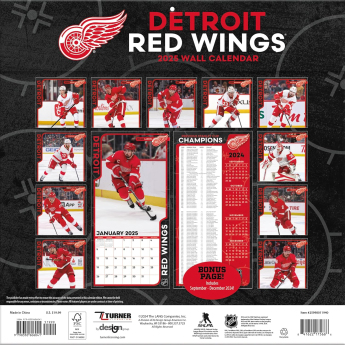 Detroit Red Wings kalendarz 2025 Wall Calendar