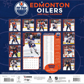 Edmonton Oilers kalendarz 2025 Wall Calendar