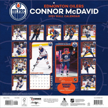 Edmonton Oilers kalendarz Connor McDavid #97 2025 Wall Calendar