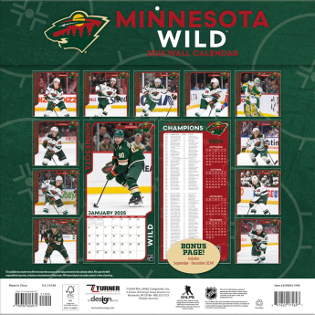 Minnesota Wild kalendarz 2025 Wall Calendar