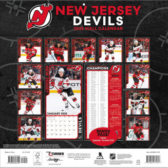 New Jersey Devils kalendarz 2025 Wall Calendar