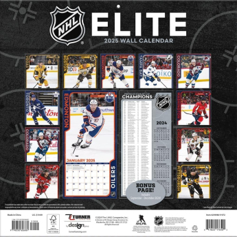 NHL produkty kalendarz Elite 2025 Wall Calendar
