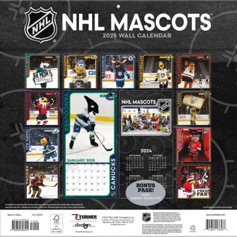 NHL produkty kalendarz Mascots 2025 Wall Calendar
