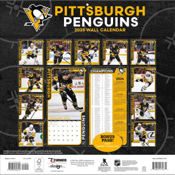 Pittsburgh Penguins kalendarz 2025 Wall Calendar