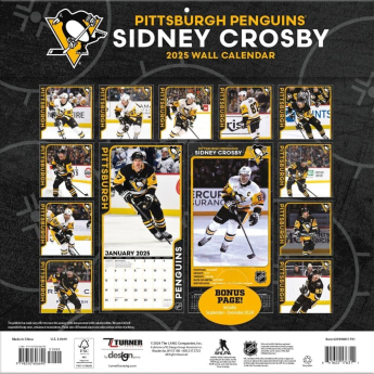 Pittsburgh Penguins kalendarz Sidney Crosby #87 2025 Wall Calendar