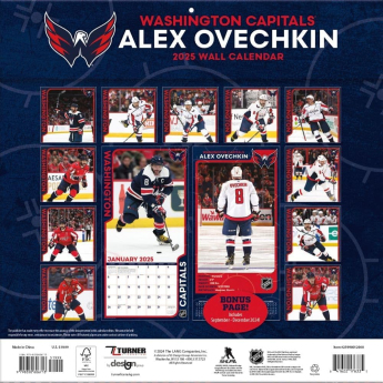 Washington Capitals kalendarz Alexander Ovechkin #8 2025 Wall Calendar