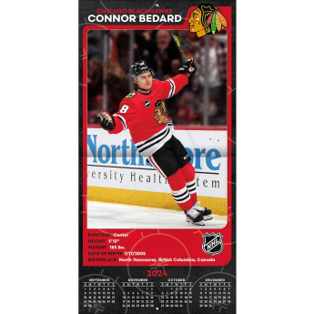 Chicago Blackhawks kalendarz Connor Bedard 2025 Wall Calendar