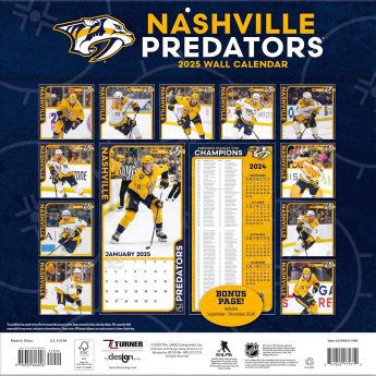 Nashville Predators kalendarz 2025 Wall Calendar