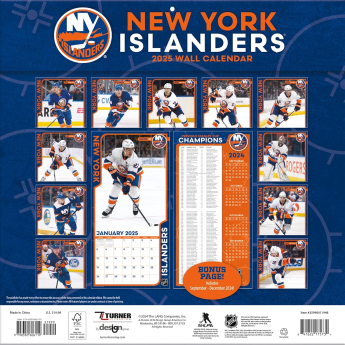 New York Islanders kalendarz 2025 Wall Calendar