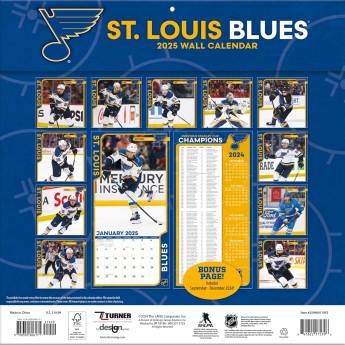St. Louis Blues kalendarz 2025 Wall Calendar