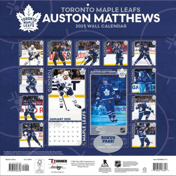 Toronto Maple Leafs kalendarz #34 Auston Matthews 2025 Wall Calendar