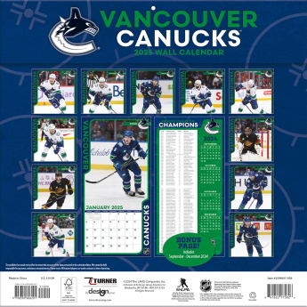 Vancouver Canucks kalendarz 2025 Wall Calendar