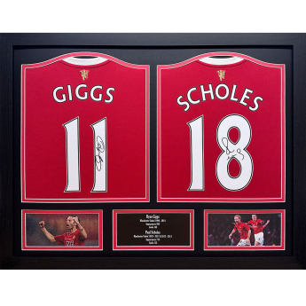Słynni piłkarze koszulki w ramkach Manchester United FC 2021-2022 Giggs & Scholes Signed Shirts (Dual Framed)
