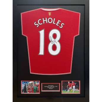 Słynni piłkarze koszulka w antyramie Manchester United FC 2021-2022 Scholes Signed Shirt (Framed)