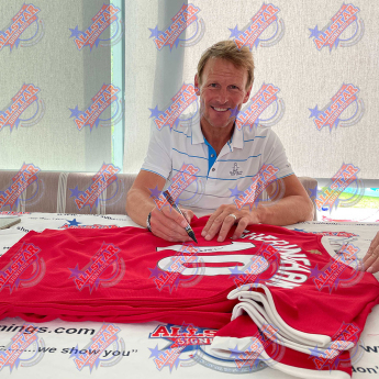 Słynni piłkarze koszulka w antyramie Manchester United FC 2021-2022 Sheringham Signed Shirt & Medal (Framed)