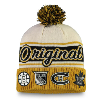 Reprezentacje hokejowe czapka zimowa Original 6 Refresh Cuffed Knit Hat with Pom - Tan