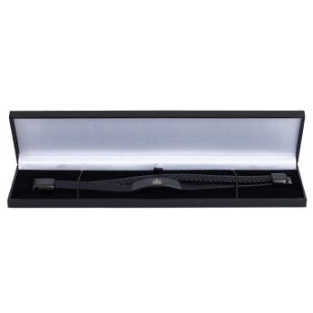 Newcastle United bransoletka skórzana Black IP Leather Bracelet