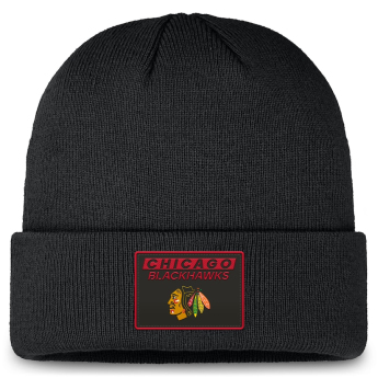 Chicago Blackhawks czapka zimowa Authentic Pro Cuffed Knit Hat Black