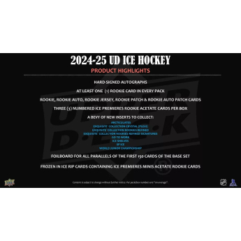 NHL pudełka karty hokejowe NHL 2024-25 Upper Deck Ice Hockey Hobby Box