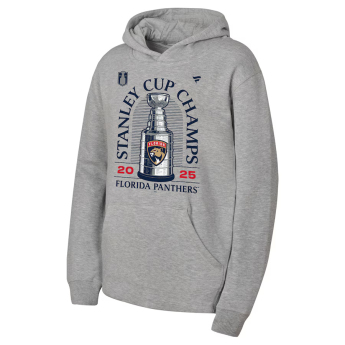 Florida Panthers dziecięca bluza z kapturem 2025 Stanley Cup Champions Locker Room gray